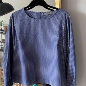 Marled Blue Striped Blouse